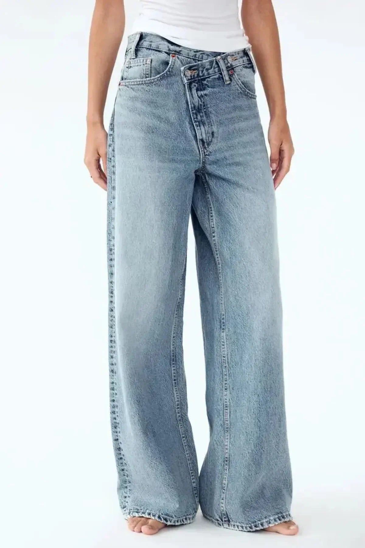 Asymmetrical Wide-Leg Denim Pants – Streetwear & Everyday Style