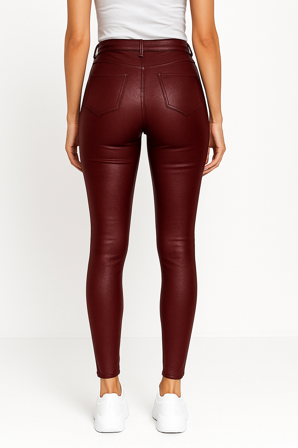 Skinny High-Waisted Leather Pants - Stretch-Cut Unisex