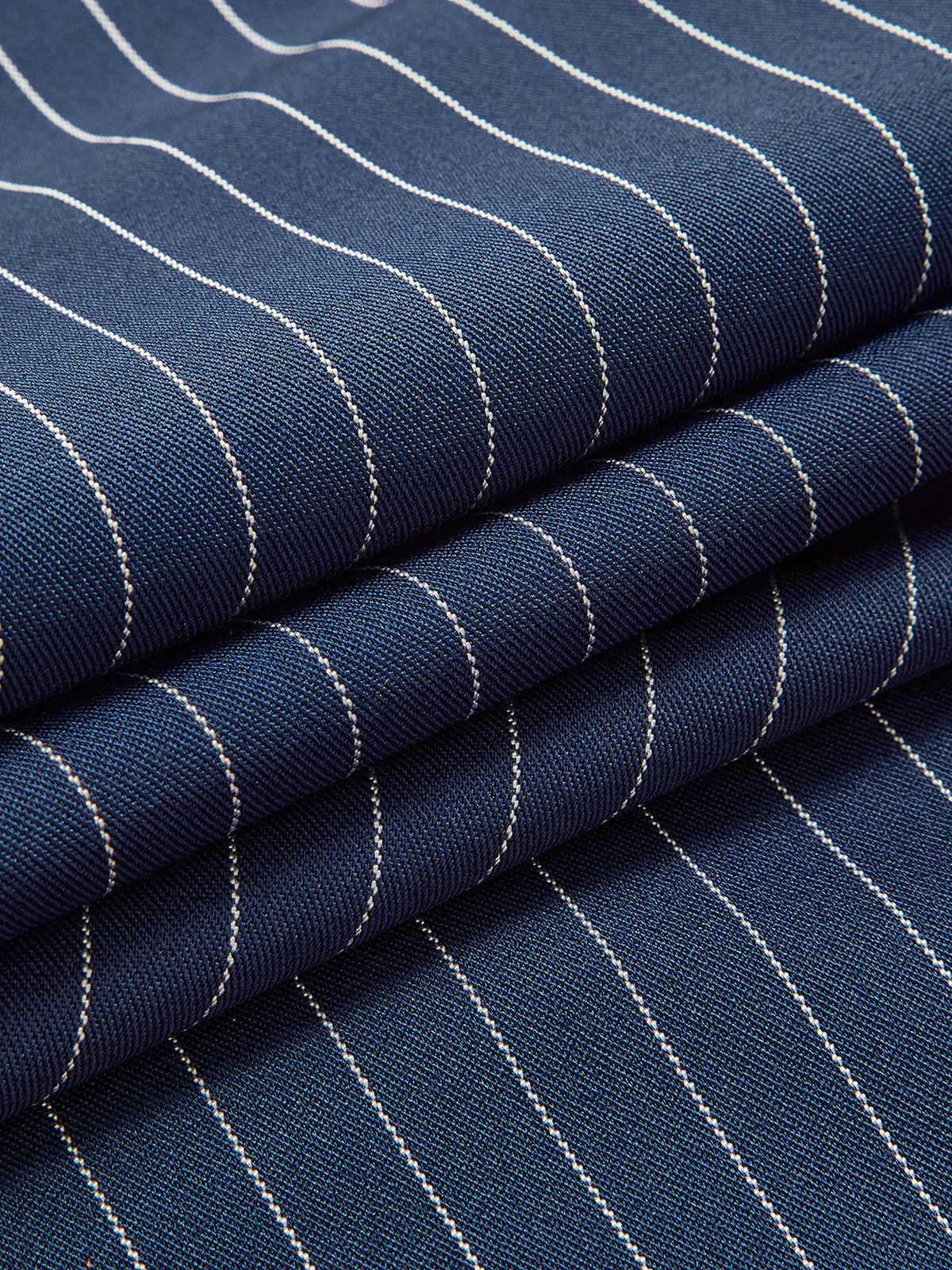 Pinstripe Pleated Tailored Wide-Leg Pants
