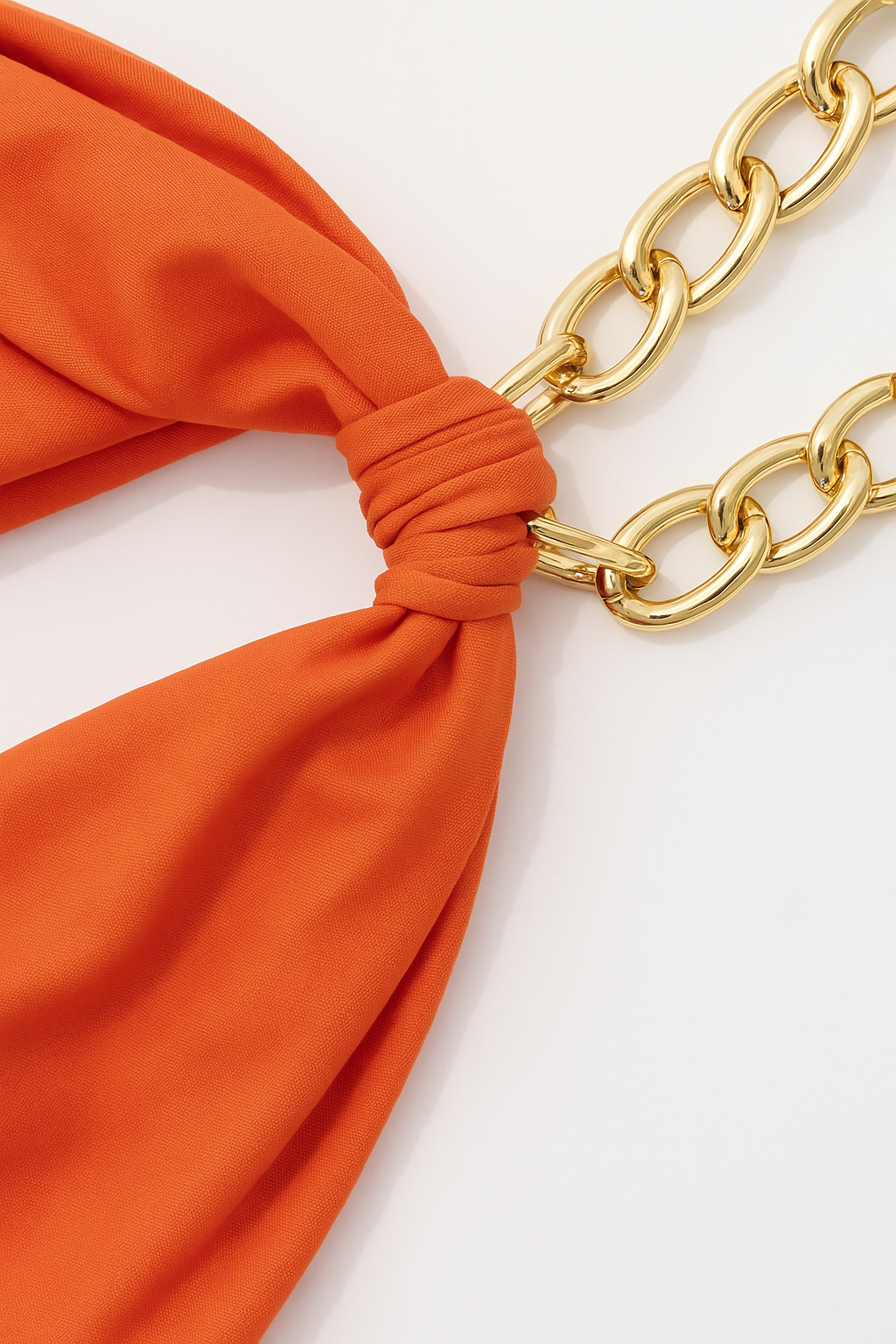 Luxury Halter Maxi Dress – Metal Chain Neck