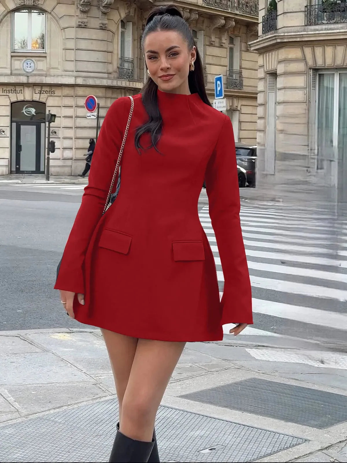 Crew Neck A-Line Mini Dress