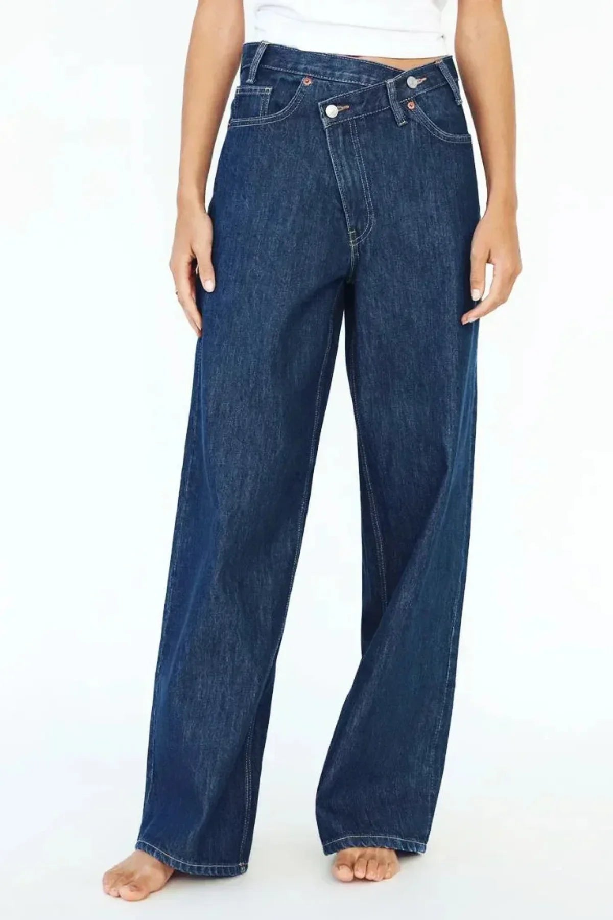 Asymmetrical Wide-Leg Denim Pants – Streetwear & Everyday Style