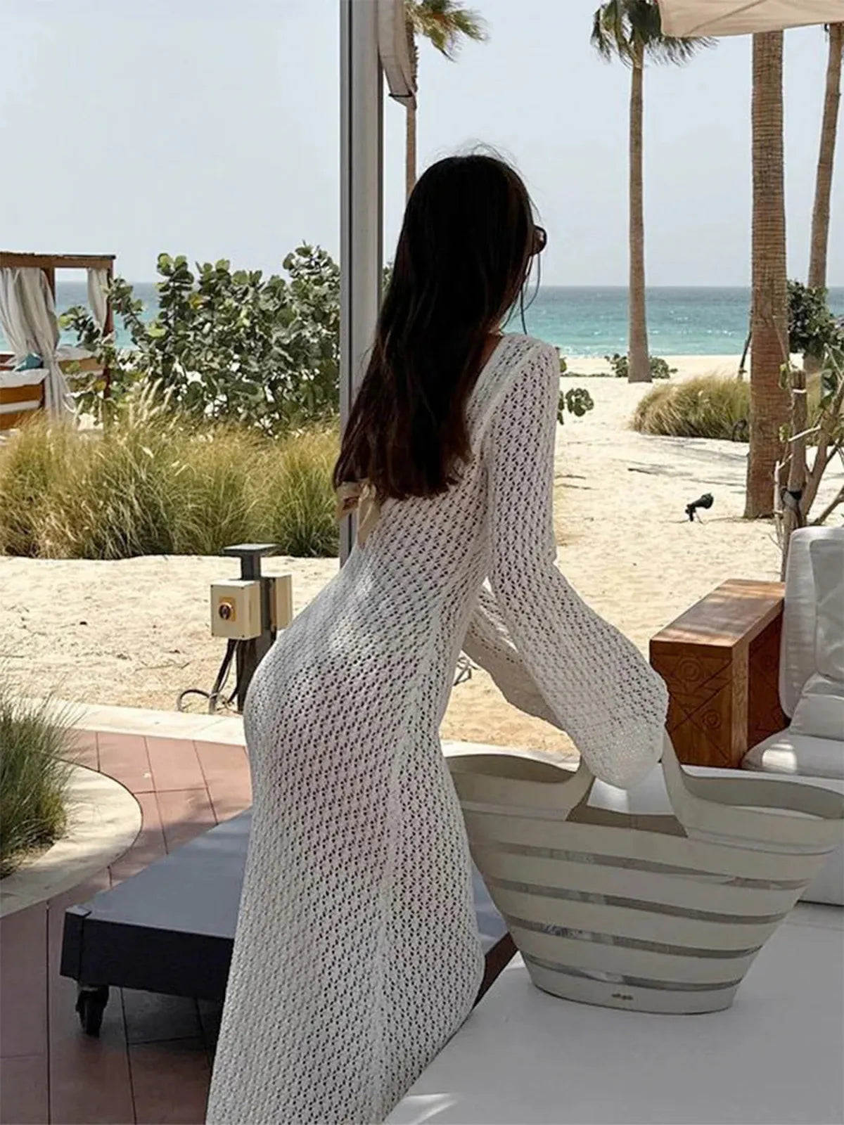 Open-Back Knit Maxi Dress – Elegant Evening, Resort & City Wear