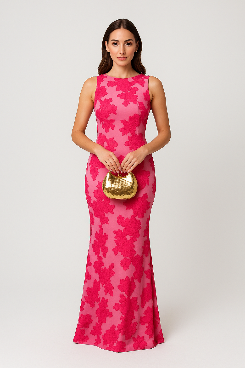 Floor-length Floral Embroidered Sleeveless Maxi Dress