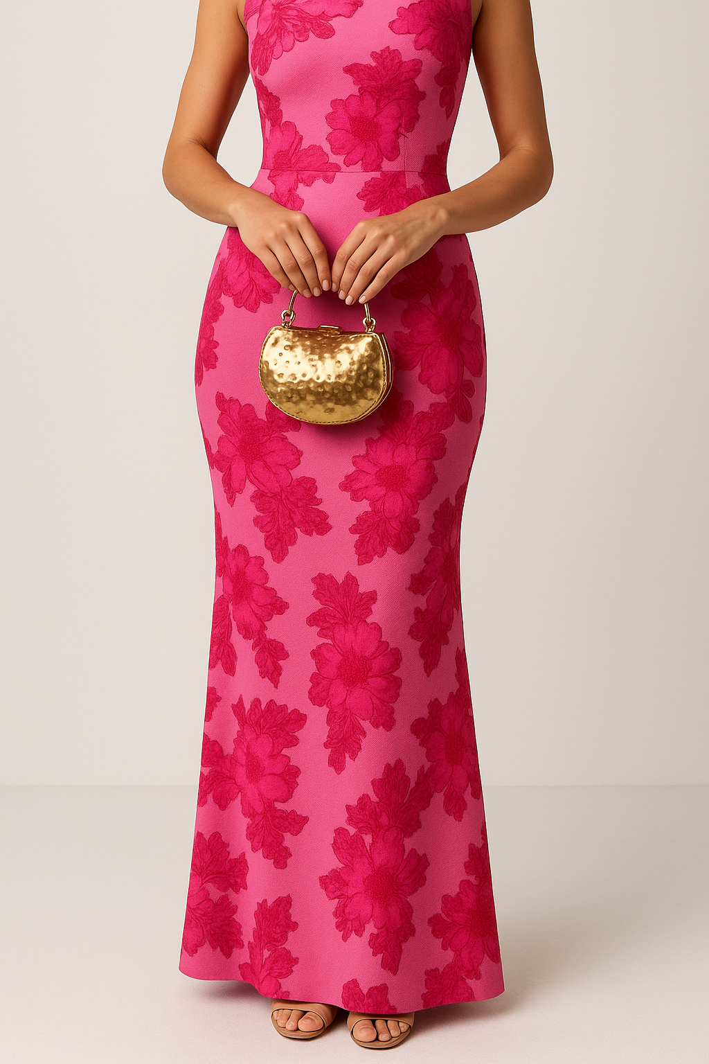 Floor-length Floral Embroidered Sleeveless Maxi Dress