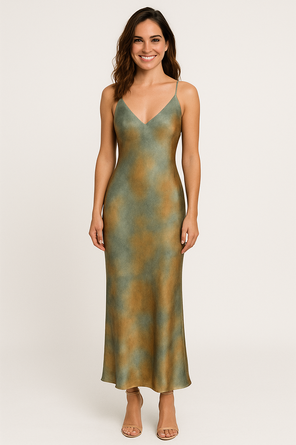 Satin Backless V-Neck Spaghetti Strap Dress