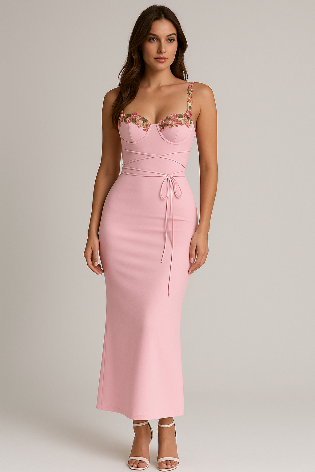 Elegant Floral Embroided Maxi Dress