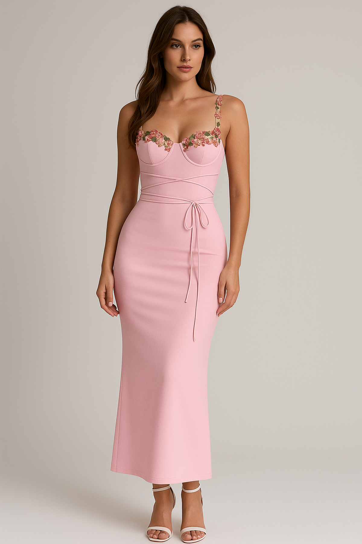 Elegant Floral Embroided Maxi Dress