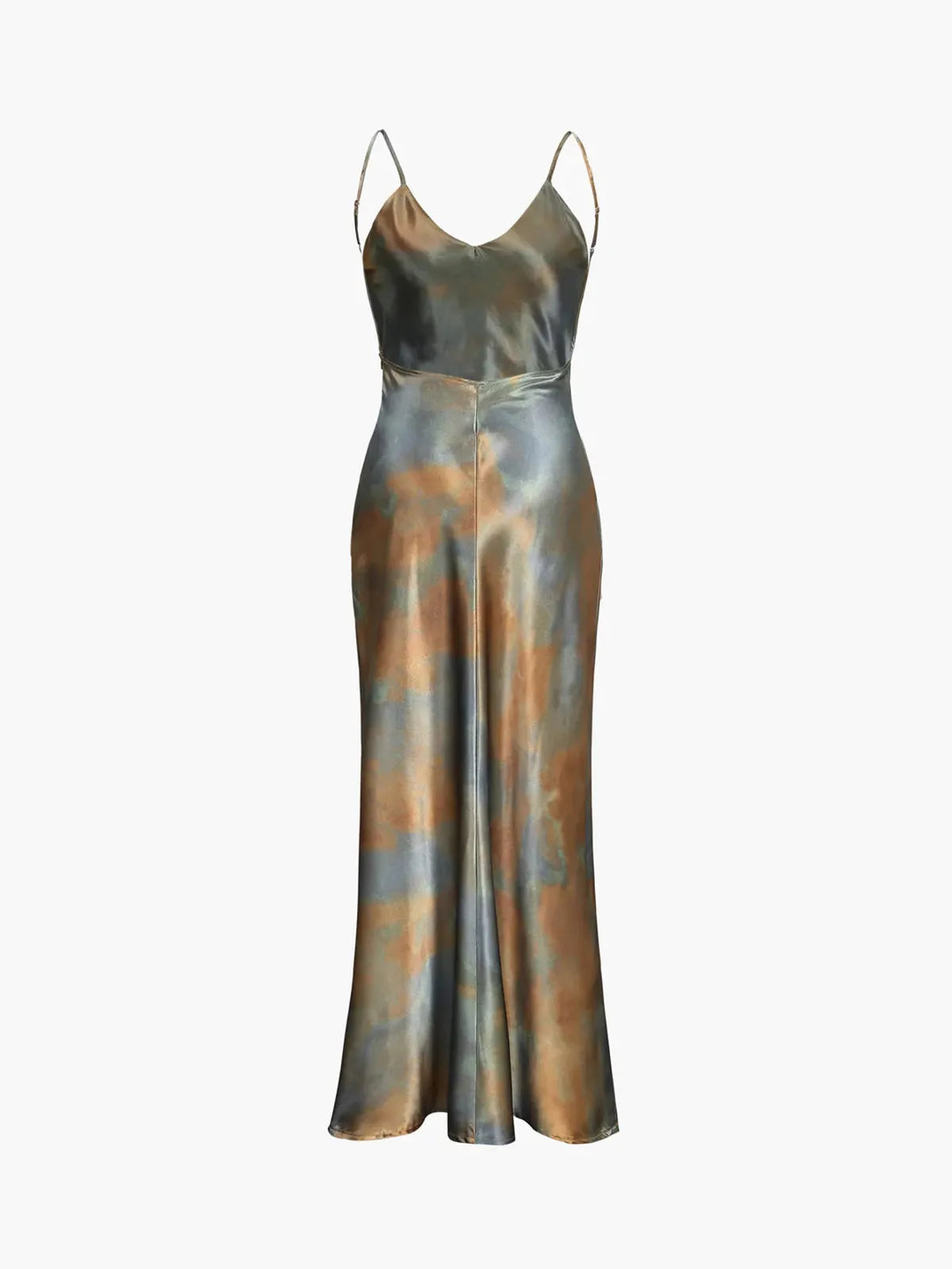 Satin Backless V-Neck Spaghetti Strap Dress