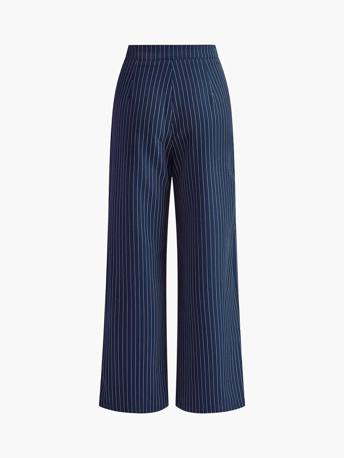 Pinstripe Pleated Tailored Wide-Leg Pants
