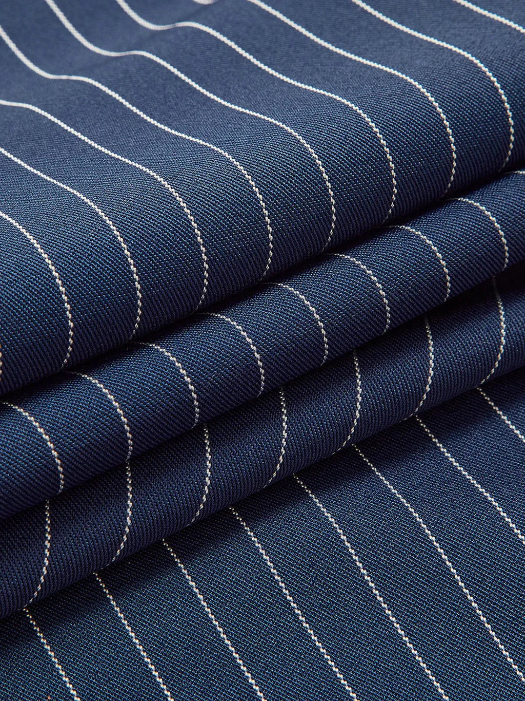 Pinstripe Pleated Tailored Wide-Leg Pants
