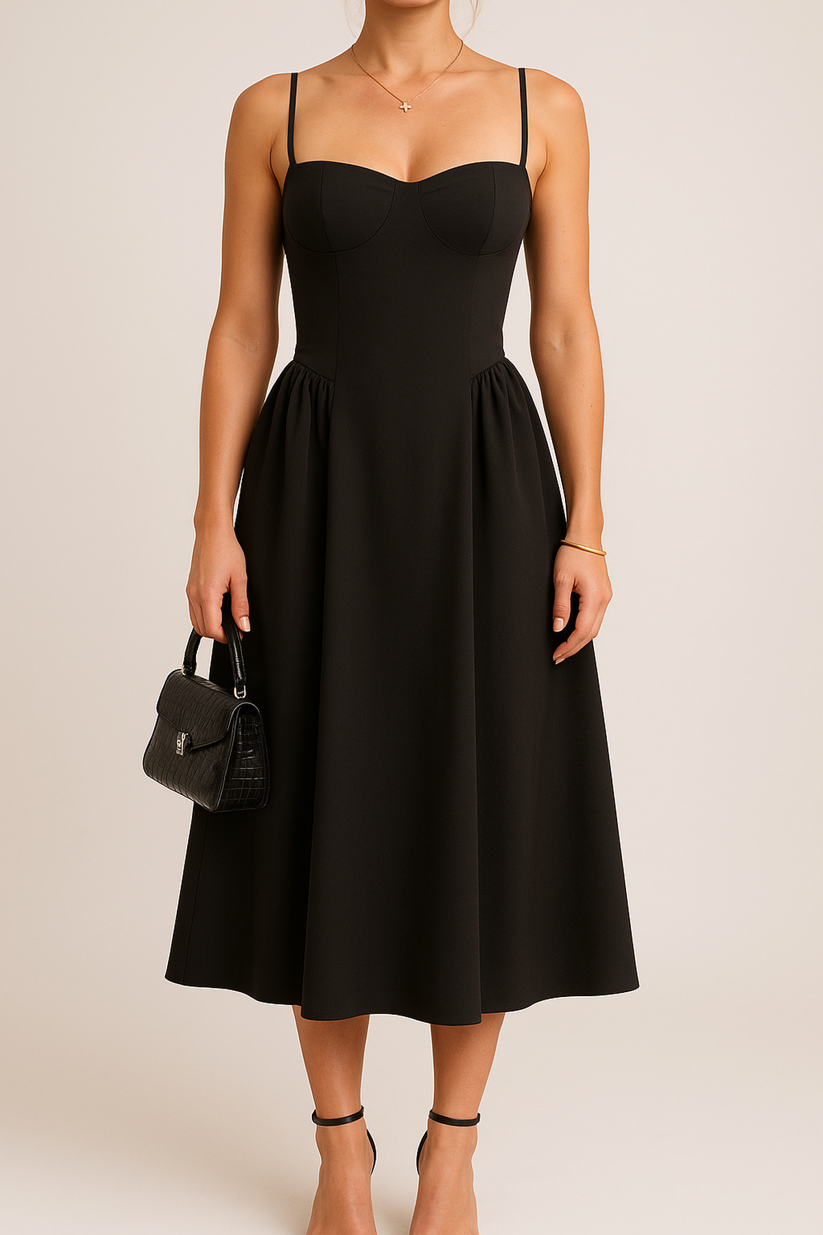 Elegant Pleated Skater Maxi/Midi Dress