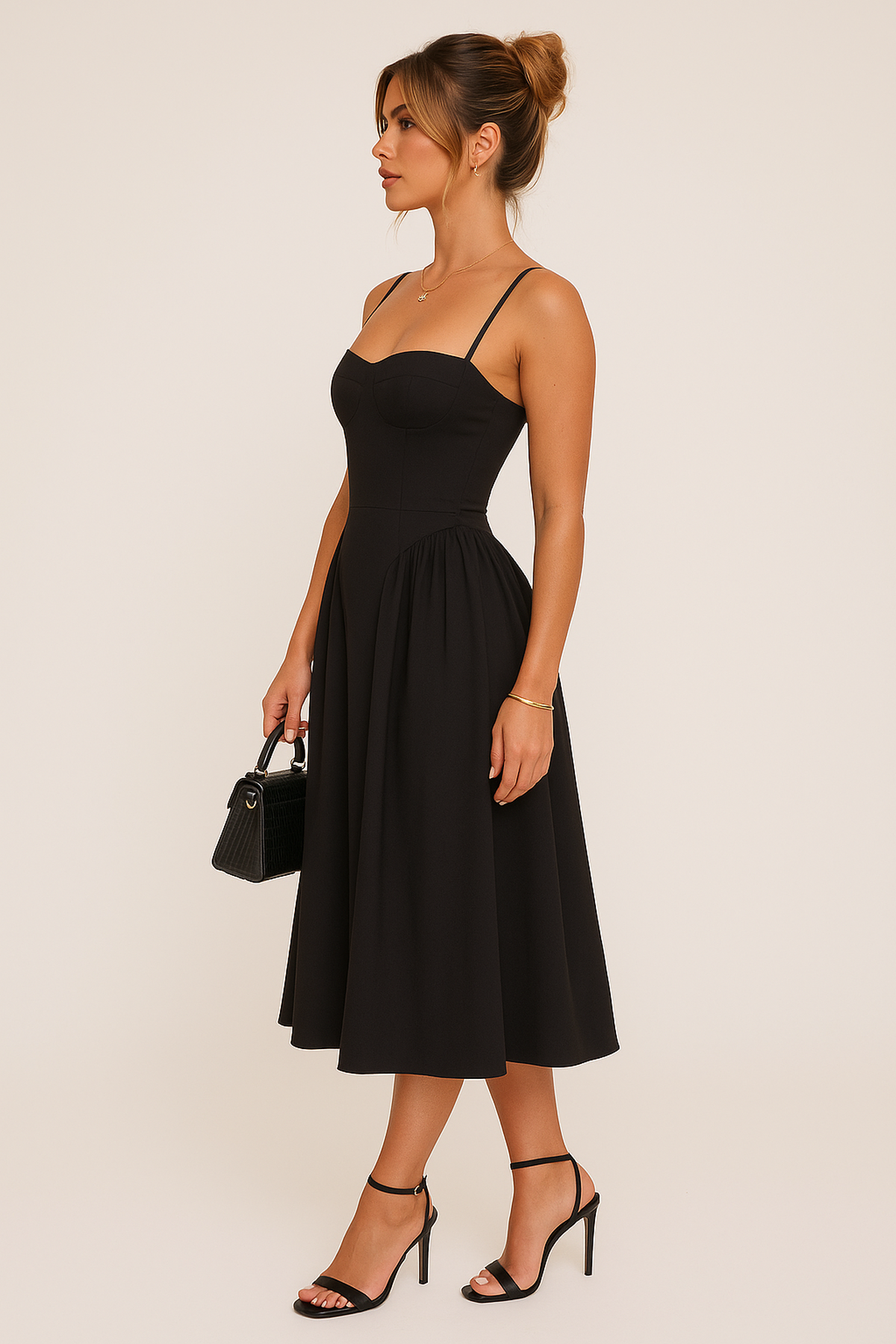 Elegant Pleated Skater Maxi/Midi Dress