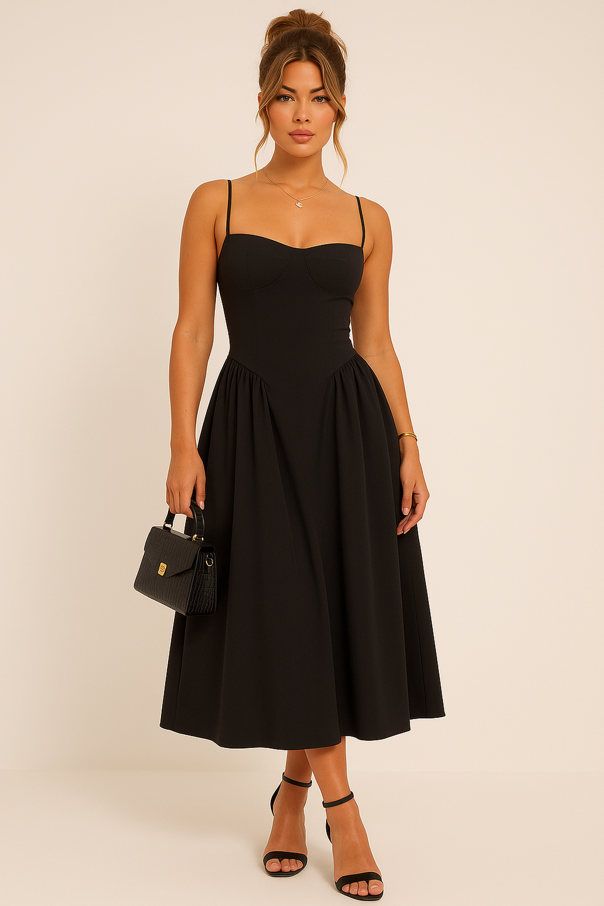 Elegant Pleated Skater Maxi/Midi Dress