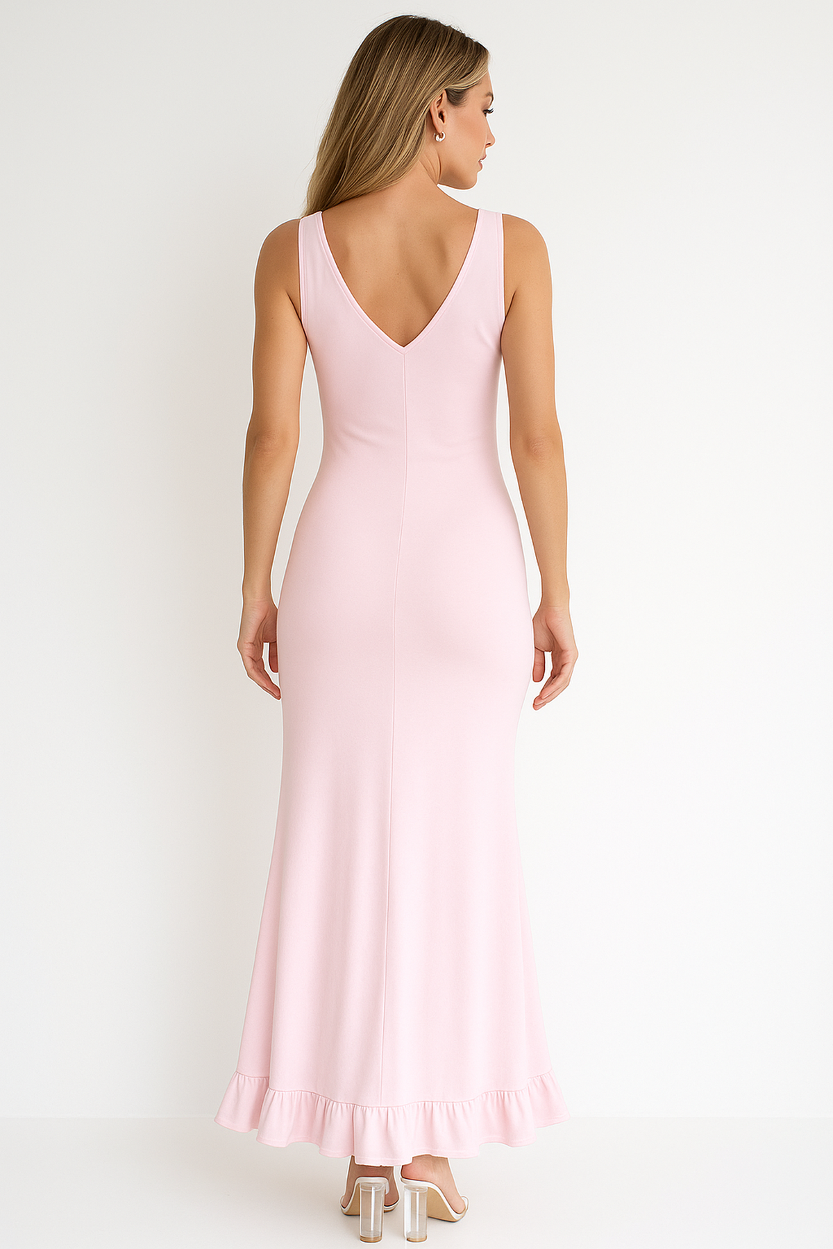 Elegant Ruched V-Neck Maxi Dress