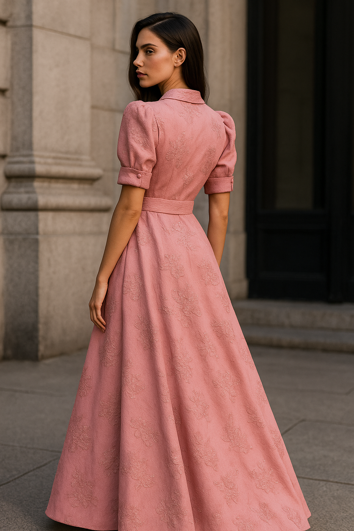 Elegant Satin Maxi Dress with Buttons