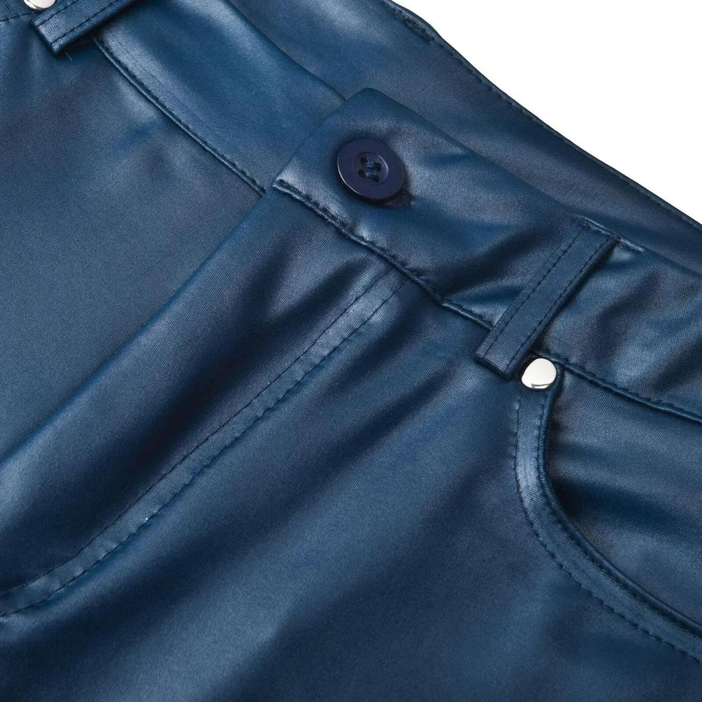 Skinny High-Waisted Leather Pants - Stretch-Cut Unisex