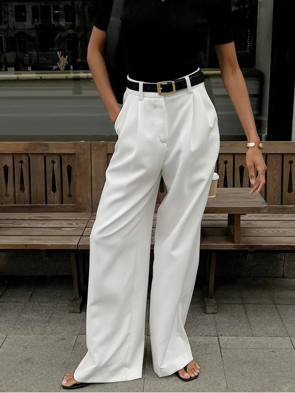 Solid Wide-Leg Pants
